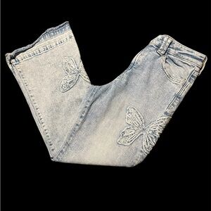 GAP Flare Light Blue  Denim Jeans with Butterfly Embroidery
